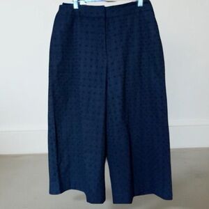 NWT DIALOGUE Black fully LACE SZ 8 extra wide leg, cropped pants,100%cotton